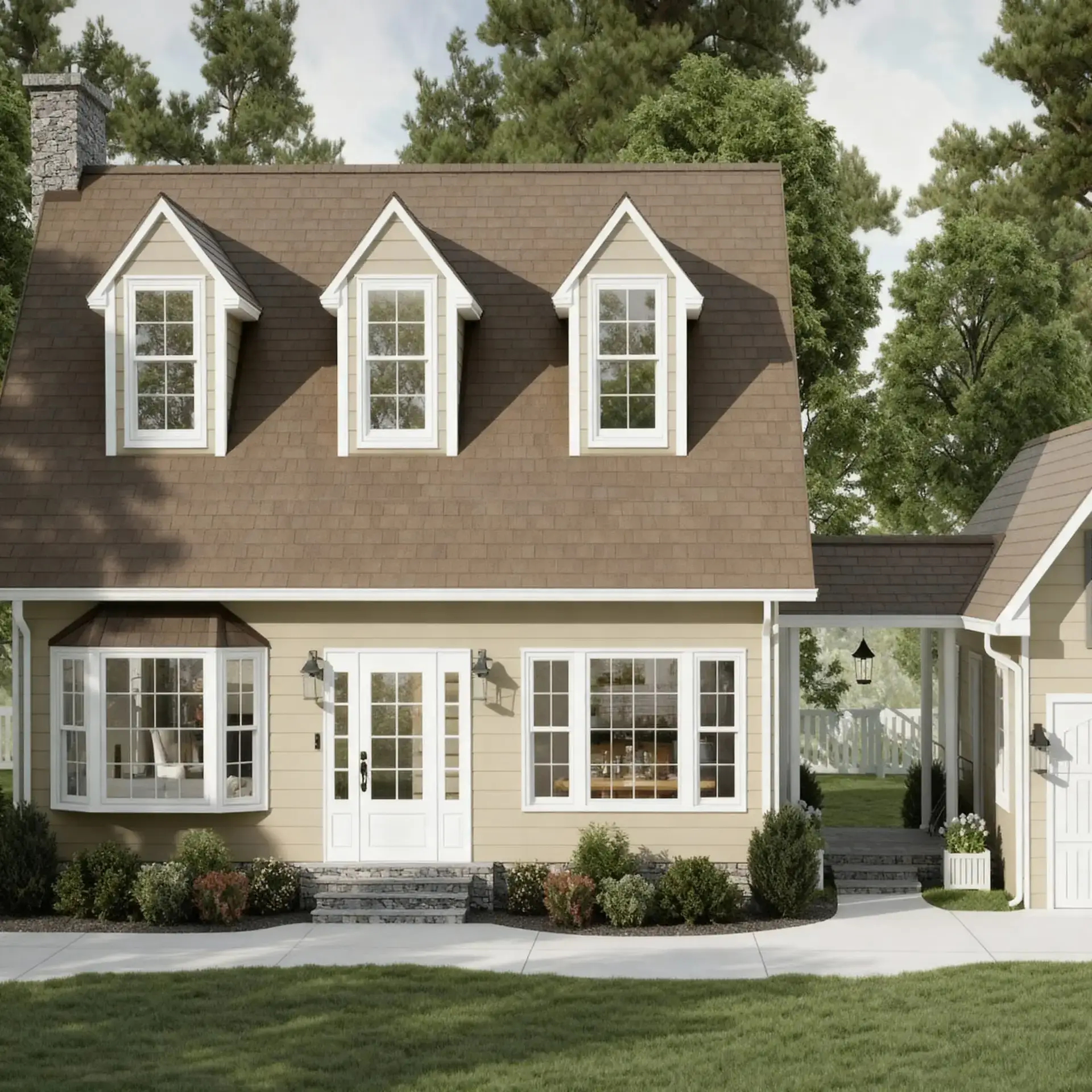 Fiber cement siding home with dormers - Skyline Exteriors - Skyline Exteriors Tan home with fiber cement siding and three dormers