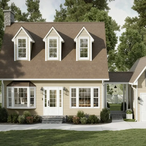 Tan home with fiber cement siding and three dormers